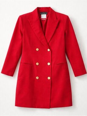 Vintage Harve Benard Lightweight Wool Blazer Jacket Lined Double Breasted Red